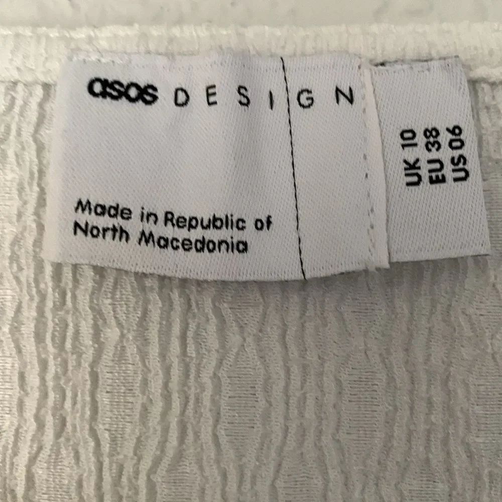 ASOS Design Textured White Crochet Trim Wrap Long Sleeve Mini Dress Size 6 - Picture 11 of 12